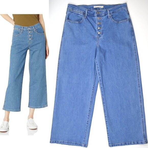 Levi's Mile High Cropped Wide Leg Jeans 32 - Picture 1 of 7